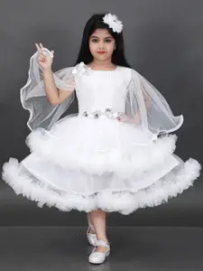 BAESD Striped Cape Sleeve Net Fit & Flare Dress