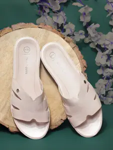 Hush Puppies No Back Strap Leather Open Toe Flats