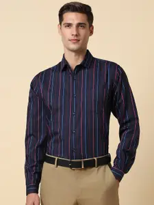 Allen Solly Slim Fit Vertical Striped Spread Collar Cotton Lyocell Formal Shirt