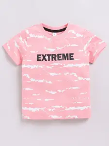 Ginie Boys Typography Printed Cotton T-Shirt