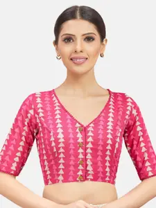 Studio Shringaar Printed V-Neck Pure Cotton Saree Blouse