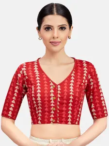 Studio Shringaar Printed V-Neck Pure Cotton Saree Blouse