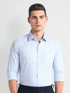 Arrow Slim Fit Windowpane Checked Pure Cotton Formal Shirt