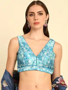 Soch Printed V-Neck Sequinned Saree Blouse