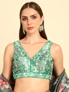 Soch Printed V-Neck Sequinned Saree Blouse