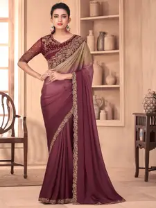 Saree mall Embellished Ombre Embroidered Poly Georgette Saree