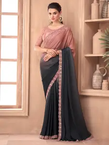 Saree mall Embellished Ombre Embroidered Poly Georgette Saree