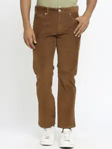 Basics Men Textured Tapered Fit Cotton Corduroy Trousers