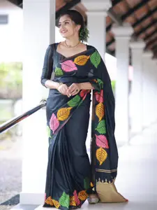 AVANSHEE Floral Woven Design Silk Cotton Banarasi Saree