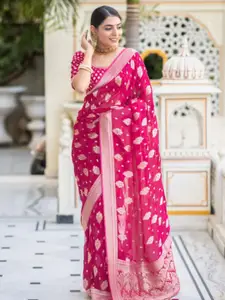 AVANSHEE Ethnic Motifs Woven Design Zari Jacquard Silk Cotton Banarasi Saree
