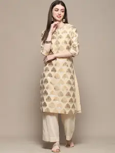 Biba Ethnic Motifs Woven Design Beaded Straight Kurta