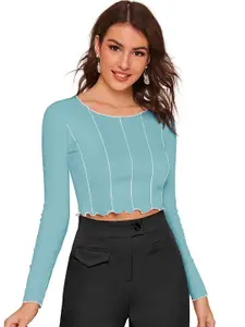 ODETTE Vertical Striped Fitted Crop Top