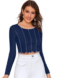 ODETTE Striped Crop Fitted Top