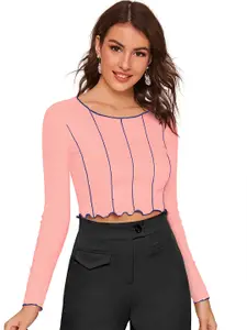 ODETTE Striped Crop Fitted Top