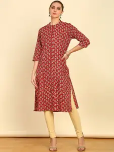 Soch Red Ethnic Motifs Printed Pure Cotton Straight Kurta