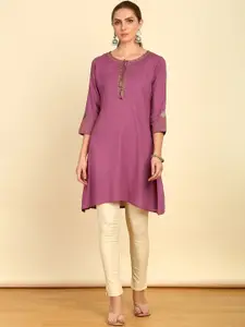 Soch Pink Tie-Up Neck A-Line Kurta