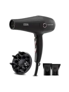 VEGA PROFESSIONAL VPPHD-11 Pro Dry 2600 Hair Dryer with 2 Nozzles & 1 Diffuser - Black