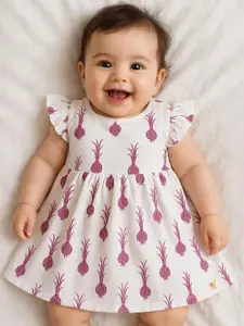 Somersault Infant Girls Conversational Printed Pure Cotton Fit & Flared Dress