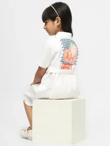 Somersault Girls Graphic Printed Pure Cotton Shirt Dress