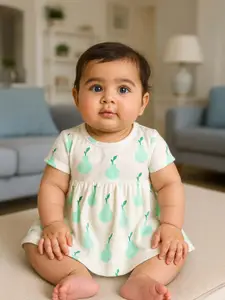 Somersault Girls Conversational Printed Cotton Flared Fit & Flare Dress