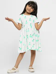 Somersault Girls Floral Printed Fit & Flare Dress
