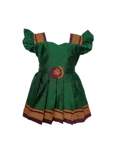 BAESD Infant Girls Self Design Cotton Fit and Flare Ethnic Dresses