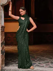Zeel Clothing Embellished Sequinned Pure Georgette Saree