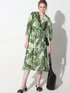 Vero Moda Tropical Printed Puff Sleeve Midi Dress