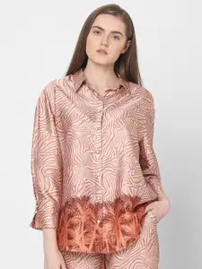 Vero Moda Oversized Abstract Printed Spread Collar Casual Shirt