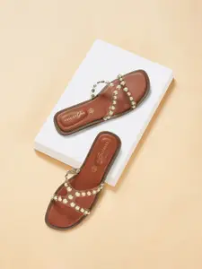 Forever Glam by Pantaloons Embellished Open Toe Flats