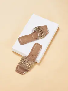 Forever Glam by Pantaloons Embellished Open Toe Flats