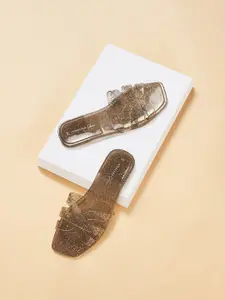 Forever Glam by Pantaloons Embellished Open Toe Flats