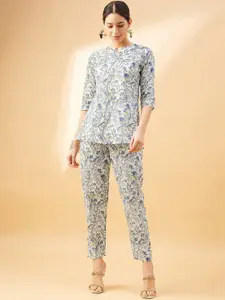 all about you Floral Printed Round Neck Top With Trousers