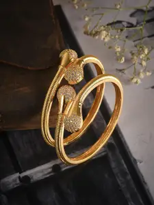 RATNAVALI JEWELS Set Of 2 Gold Plated AD Studded Bangles