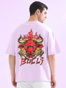 WEARDUDS Wild Bull Printed Drop Shoulder Sleeves Pure Cotton Oversized T-shirt