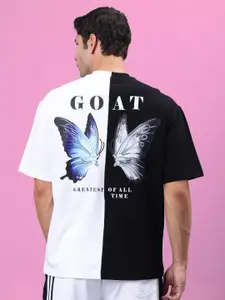 WEARDUDS G.O.A.T Printed Drop Shoulder Sleeves Pure Cotton Oversized T-shirt