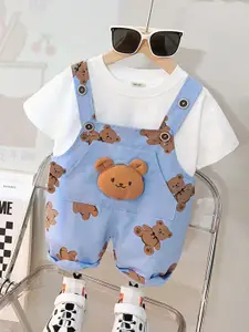 INCLUD Boys Printed Dungaree With T-Shirt