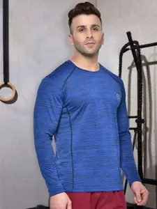 CHKOKKO Abstract Printed Round Neck Long Sleeves Raw Edge Sports T-shirt