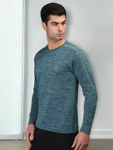 CHKOKKO Abstract Printed Round Neck Long Sleeves Pockets Sports T-shirt