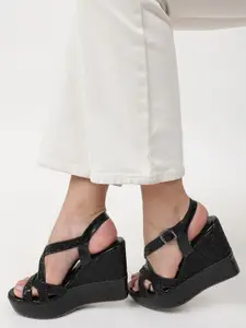 Marc Loire Embellished Open Toe Wedge Heels