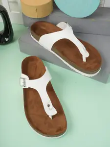 MOZAFIA No Back Strap T-Strap Flats