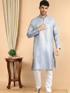 TATTVA Long Sleeves Mandarin Collar Angrakha Kurta with Pyjamas