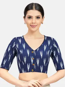Studio Shringaar Ikat Printed Pure Cotton Saree Blouse