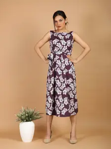 SALT ATTIRE Floral Print A-Line Midi Dress