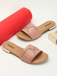 OPHELIA Embellished Open Toe Flats