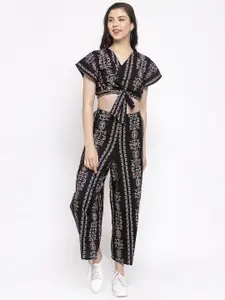 Miaz Lifestyle Ethnic Motifs Embroidered V-Neck Crop Top With Trousers