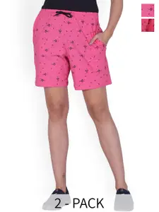 BAESD Pack Of 2 Printed High-Rise Pure Cotton Lounge Shorts