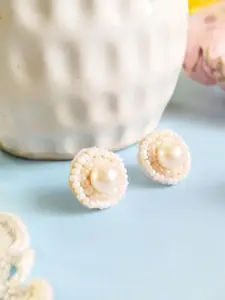 Sangria Pearl-Beaded Bohemian Studs Earrings