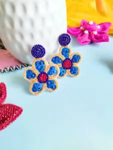 Sangria Beaded Bohemian Floral Studs Earrings