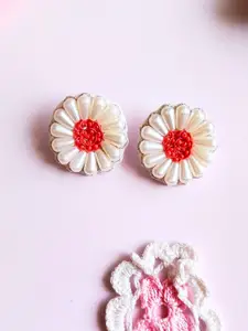 Sangria Beaded Bohemian Floral Stud Earrings